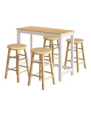[Artiss] Bar Table and Stools Set Dining Desk in Brown