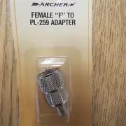 COAX ADAPTER UHF MALE PL-259 PL259 TO F FEMALE RF CONNECTOR NEW Archer