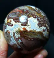 TOP 294g Natural Polished Mexico Banded Agate Crystal Sphere Ball Healing YWD353