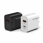 【POLYWELL】20W PD雙孔快充頭 USB TYPE-C 充電器(充電頭 手機充電器 雙孔雙規格 旅充)