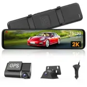 Mirror Backup Camera 11.88" 2K Full Touch Screen Front and Rear View Dual Bac...