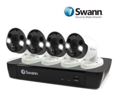 Swann NVR-8580 4K 8Ch 2TB HDD 4 x NHD-865MSFB 5MP Spotlight Camera