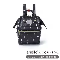 在飛比找博客來優惠-anello SOU．SOU聯名款 經典數字印花後背包 黑色