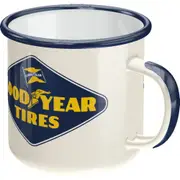 Goodyear Logo German Made Enamel Camp Style Coffee Mug Cup