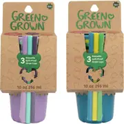 6pc Green Grown 10oz/296ml Straw Sippy/Drinking Cups Kids Set 18m+ Assorted
