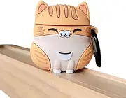Earphone Case for AirPods Pro/Pro 2, Cute Sitting Smiling Happy Lucky Cat Case Soft TPU Silicone Case, Lovely Yellow Grey Kitty AirPods Pro/AirPods Pro 2 Cover Protective Skin Protector -Yellow