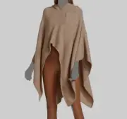 $395 Alice + Olivia Zandra Woman's Beige Hooded Pullover Poncho Size M/L
