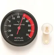 Grus GRS107-BK Analog Thermometer, Made in Japan, Both in-Out, Black
