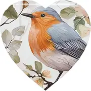 Floral Print Watercolor Robin Bird Magnetic Refrigerator Magnet Strong Cute Decorative Fridge Magnets Heart Shape Magnetic Fridge Sticker Whiteboard Magnets for Office Kitchen Home Decor