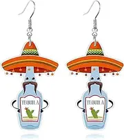 [WCRAZYE] Cinco De Mayo Earrings for Women Colorful Fiesta Avocado Cactus Horse Chili Pepper Earrings Mexican Themed Statement Earring Fiesta Jewelry Gift