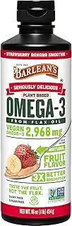 Barlean's Organic Oils Omega Swirl Flax Oil, Strawberry Banana, 16-Ounce Bottle