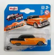 Maisto 2022 Fresh Metal Orange Black 1955 Chevrolet Bel Air Toy Car