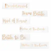 Mother Of Groom White With Rosegold Satin Bride Sash Bachelorette Sashes Bridal Shower Hen Night Wedding PARTY 10col