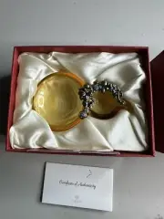 TITTOT Amber Art Glass Liuli PEAR shaped Sushi Sauce Dish New In Box