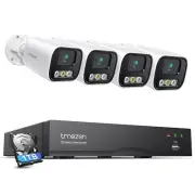 TMEZON POE 5MP 4K 16CH NVR H.265 Audio Security Camera System Motion Detect 1TB