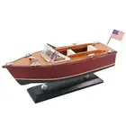 10" Wooden Speedboat Model Ship Sailing runabout 1/27 Scale Replica Nautical ...
