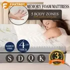 Memory Foam Mattress Topper Bamboo Cover Protector Mat Double Queen King 4CM AU