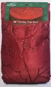 Kurt Adler 48" Red Sequin & Holly Treeskirt
