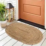 Chardin home Farmhouse Jute Braid Oval Rug | Perfect as Doormat| Great for Porch, Kitchen, Meditation mat, Study, dorms | 18x30 inch Small Artisanal Handcrafted mat