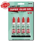 Super Glue Gel 4x3g Tubes Instant Adhesive for Plastic Wood Metal Clear Repair