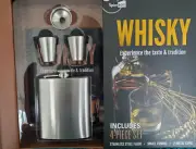 NEW WHISKY GIFT SET - STAINLESS STEEL FLASK, FUNNEL, 2 CUPS & GUIDE BOOK