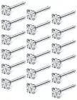 18G 20G 22G Nose Rings Studs with Cubic Zirconia A:18G L Shaped- Silver 2mm