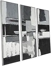 Black and White Abstract Wall-Art Painting - 3 Piece 16 x 48 Inch 3D Large Framed Canvas Artwork for Living Room, Office Modern Decor, Ready to Hang