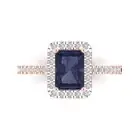 1.85ct Emerald Blue Sapphire Promise Designer Engagement Ring 14k Rose Gold
