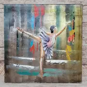 Colorful ballerina wall art, Rainbow dancer girl, Ballet Hand Made Artwork