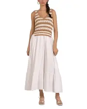 Elan Mixed Media Knit Midi Dress