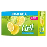 6 Pcs Liril Lime Soaps Tea Tree Oil Refreshing Lemon Bathing Bar Soap 125 Gram