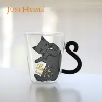 在飛比找momo購物網優惠-【Just Home】貓咪造型耐熱玻璃馬克杯245ml-慵懶