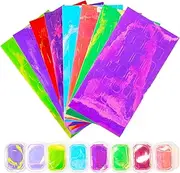 Labymos 8Pcs/Set Aurora Dazzling Nail Stickers Colorful Transfer Paper Candy Color DIY Nail Art Decals