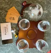 Whiskey Decanter Globe Set with 4 Etched Globe Whisky Glasses for Liquor