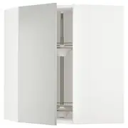 METOD corner wall cabinet with carousel, white/Havstorp light grey, 68x37x80 cm