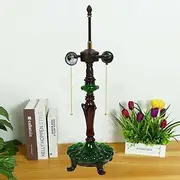 Table Lamp Base Replacement, Only Vintage Resin Lamp Holder, Base with 2-Light Reading Desk Light Base Accessories for 12 Inch Tiffany Style Stained Glass Lampshade KeYJ