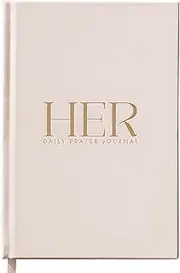 Her: Daily Prayer Journal for Women - Christian Daily and Weekly Guided Prayer Journal, Bible Study, 6-months, A5, Vegan Leather, Pastel Pink with Gold Stamping