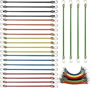 24 PCS Colorful Bungee Cords with Hooks, Adjustable Bungee Cords, Mini Bungee, Tarp Straps with Hooks for Camping Luggage Roof Racks Car Tents Tarps Bikes (Colorful)