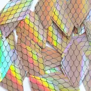 Long Diamond Sequin 1.75" Black Gold Fish Scale Print Lazersheen Metallic