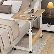 Portable Medical Overbed Table, Laptop Desk Height Adjustable Bed Sofa End Snack Table on Wheels Mobile Reading Table (Color : D(80X50cm))