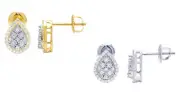 10k Gold Tear Drop Pear Shaped illusion Real Diamond Earrings 0.35CT 11.2MM