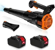 Leaf Blower Cordless 21V Electric Garden Blowers with 2 X 3000mAh Batteries and Charger, 3 Speed Modes & 2 Blowing Nozzles, Battery Powered Leaf Air Blowers for Lawn Care, Patio, Indoor
