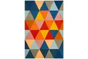 Prism Designer Wool Rug Rust Blue Navy