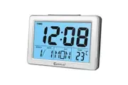 Sansai LCD Digital Alarm Clock Date Temp Blue Backlight 12 24Hr Assorted 13.8cm