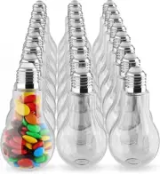 Houseables Fillable Light Bulb, Candy Container, Silver, Plastic, 100 ML, 1" W x