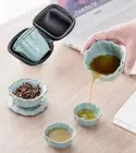 portable tea set with bag ruyao crackle glaze tea pot filter net tea cup Chinese