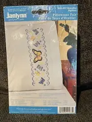 Janlynn Stamped Cross Stitch Pillowcase Pair 20"X30"-Butterflies Papillons