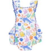 Angel Dear Colorful Rickrack Organic Cotton Muslin Bodysuit in Ivory at Nordstrom, Size 18-24M