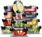 12-Pack Glass Food Storage Containers with Lids, Airtight Glass Meal Prep Contai