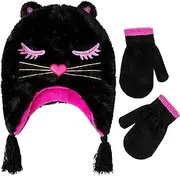 [addie & tate] Winter Hat and Glove Set for Boys and Girls, Assorted Designed Kids Hat and Mittens